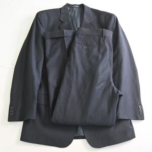 Bachrach 40R 32x32 Navy Blue Stripe Italy Made 100% Wool Mens Jacket Pants Suit‎